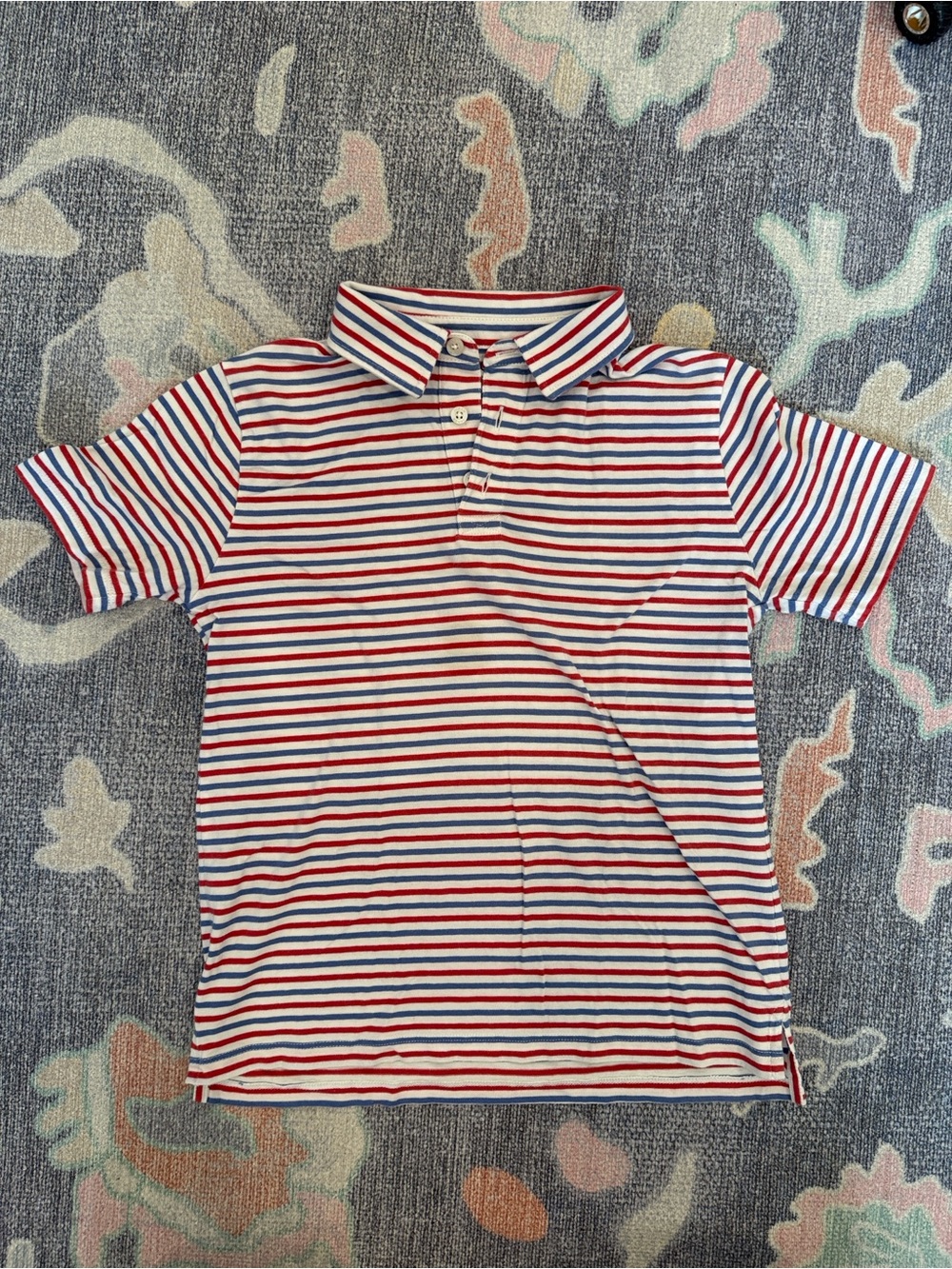 Crewcuts Factory Red, White & Blue Striped Polo